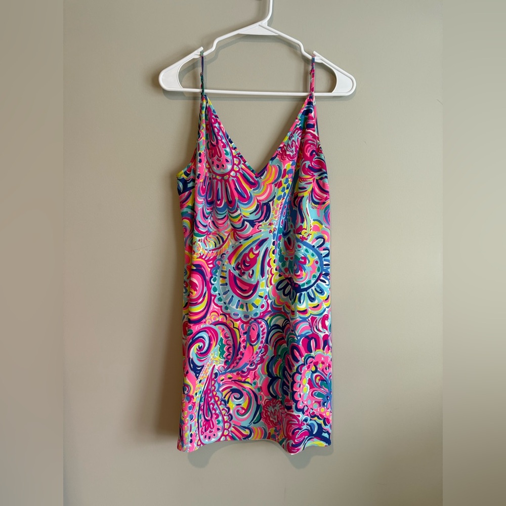 Lilly Pulitzer Lela Silk Slip Dress in the "Psychedelic Sunshine" print - Picture 4 of 11